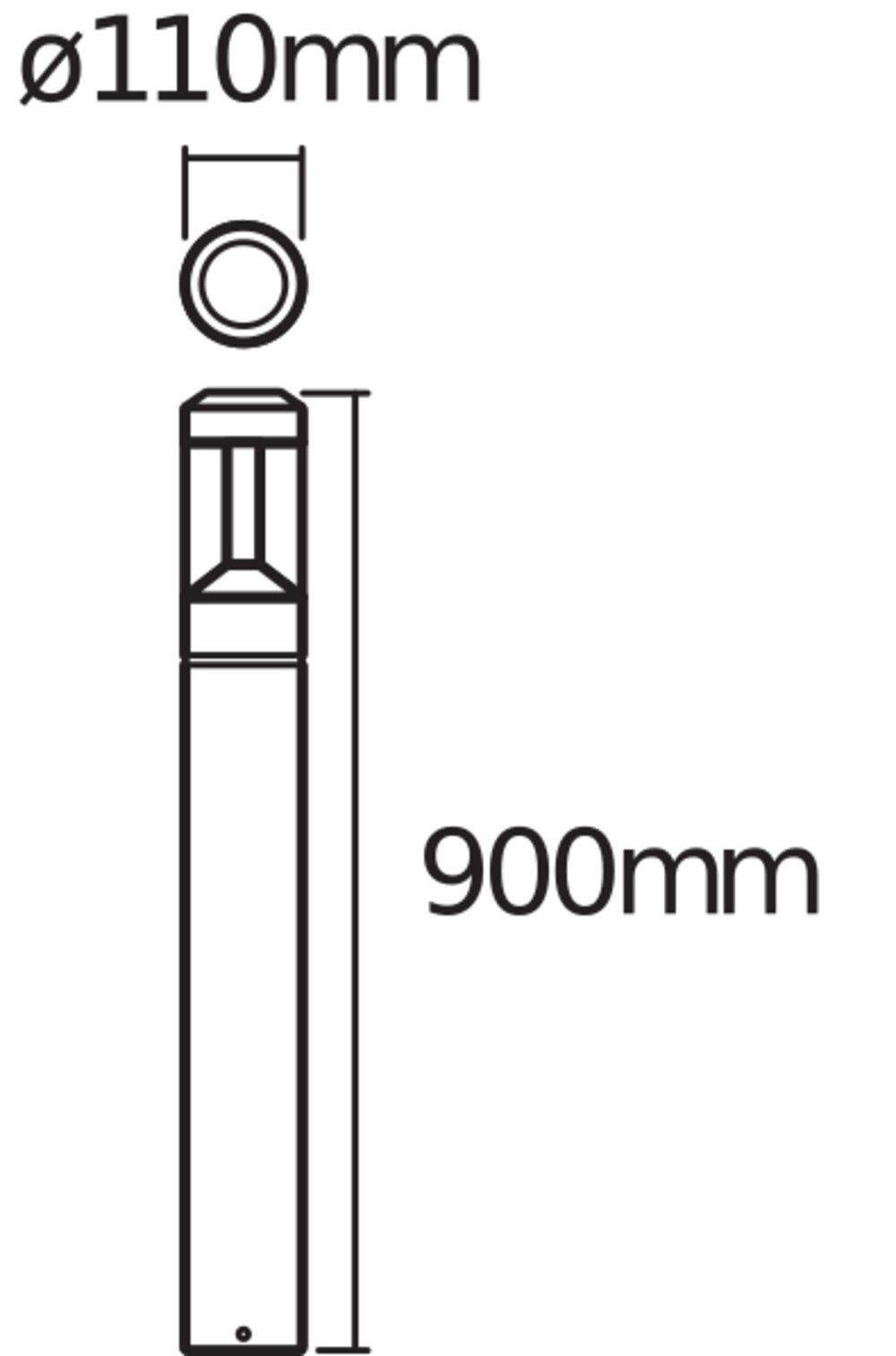 LED-Pollerleuchte 12W IP54 3000K 610lm graphit 1LED Alu Kst_tr
