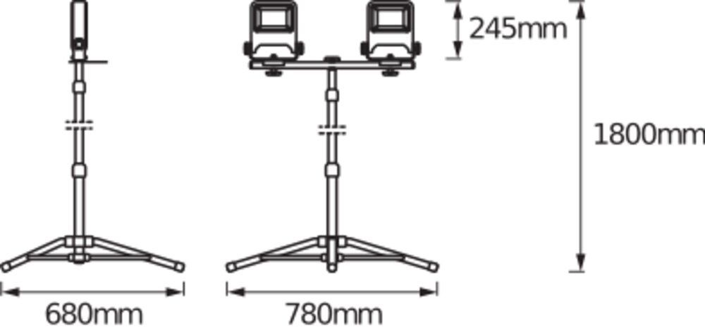 LED-Bauleuchte 50W IP65 4000K 9000lm Alu 2LEDs 220-240V Mit Stativhalterung m.LM