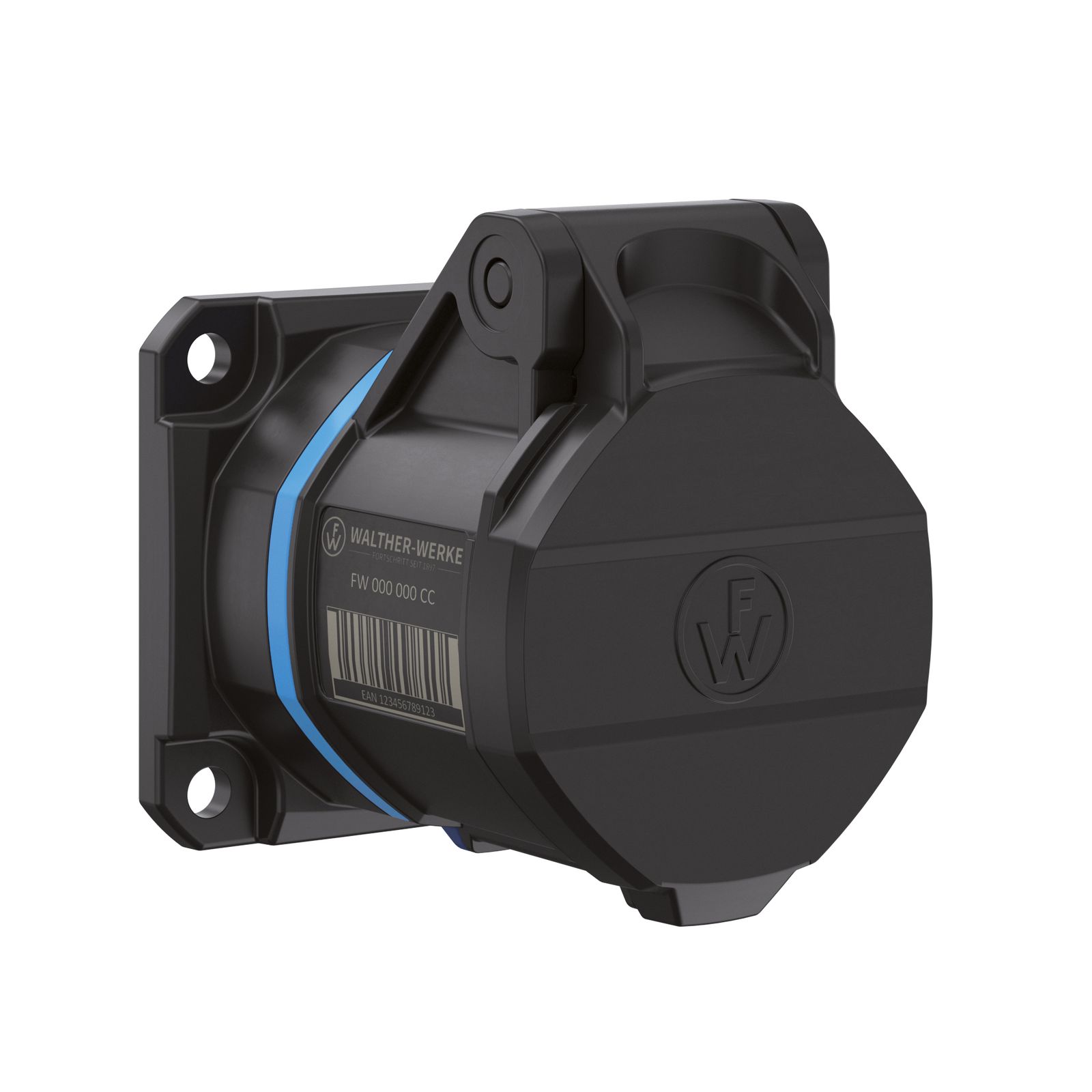 CEE-Anbausteckdose 3p 16A 230V/bl 6h ger IP54 schraubl.Kl Kst 60x60mm