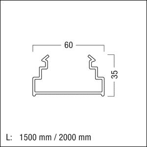Blindabd ws Kst L1498mm B47mm H35mm