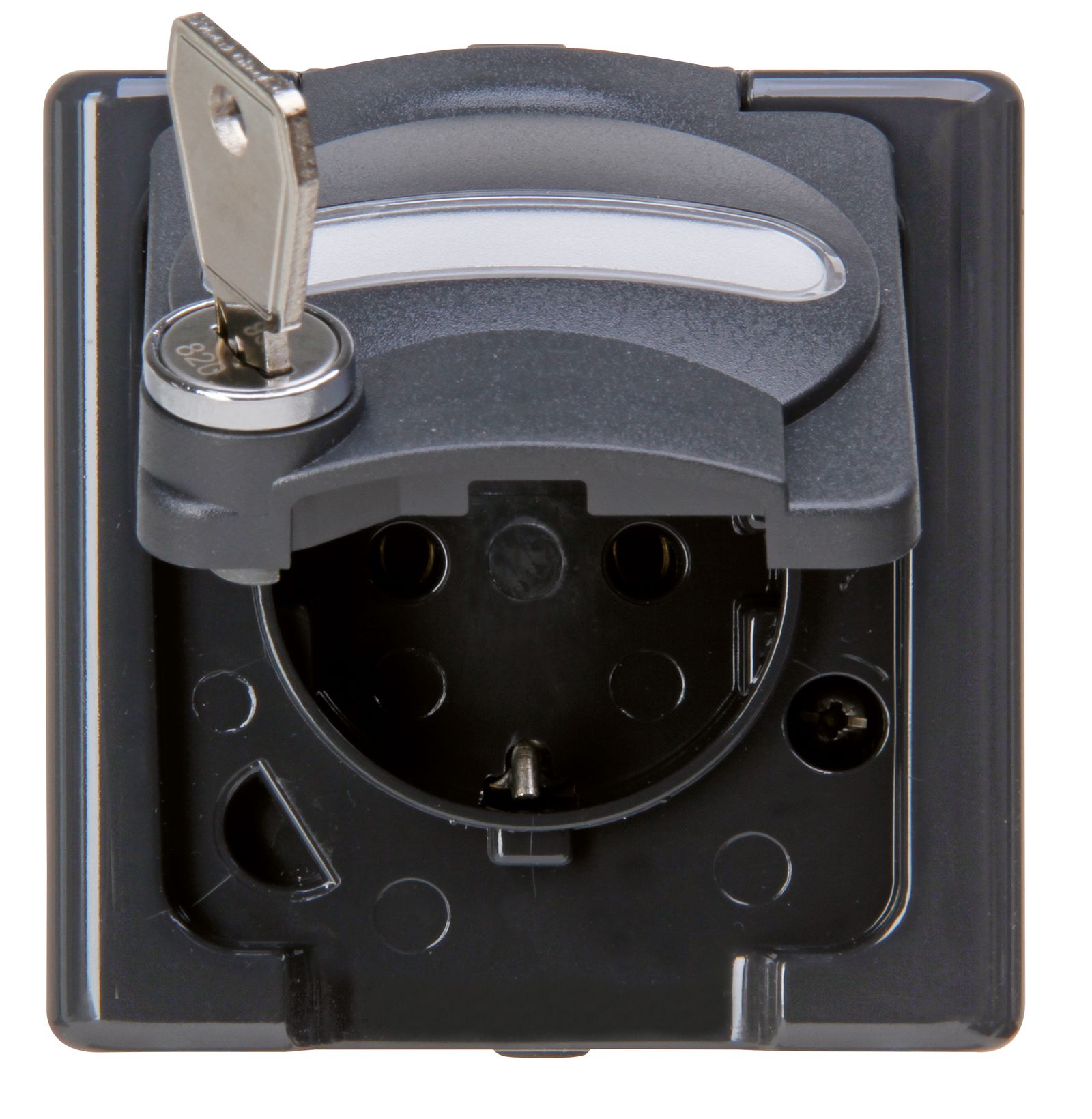 Steckdose 1f anth glz BLUEELECTRIC AP Klappd abschl IP44