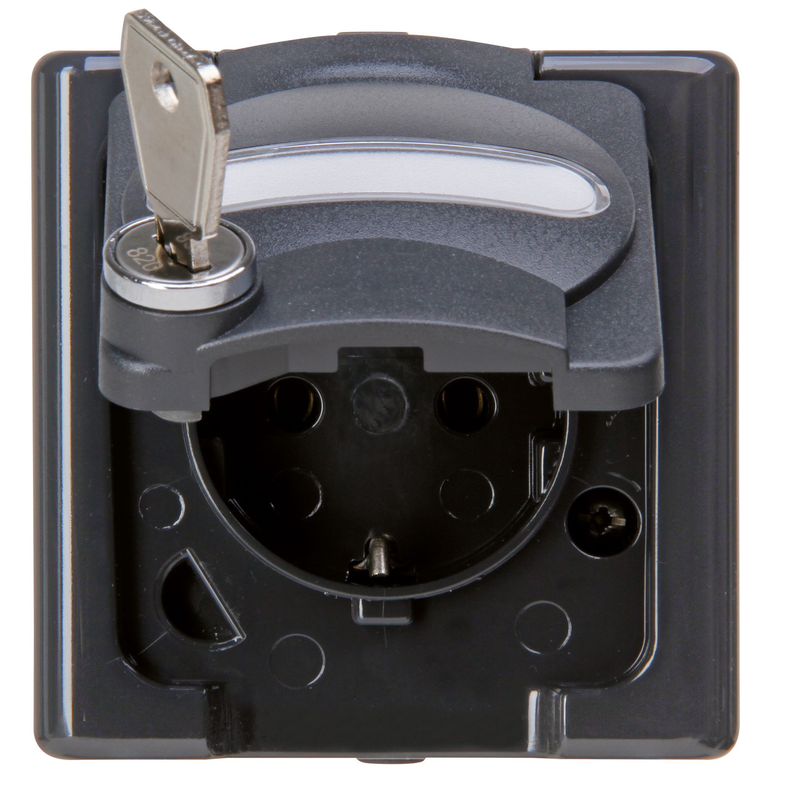 Steckdose 1f anth glz BLUEELECTRIC AP Klappd abschl IP44