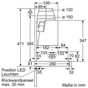 Dunstabzugshaube Flschirm 600mm si A LED 71dB 717cbm/h Ø120-150mm 5st Abl/Uml