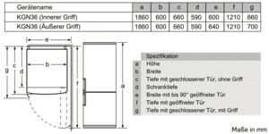 Kühl-/Gefrierkombi Stand E ws 215/87l 239kwh 1860x600x660mm NoFrost