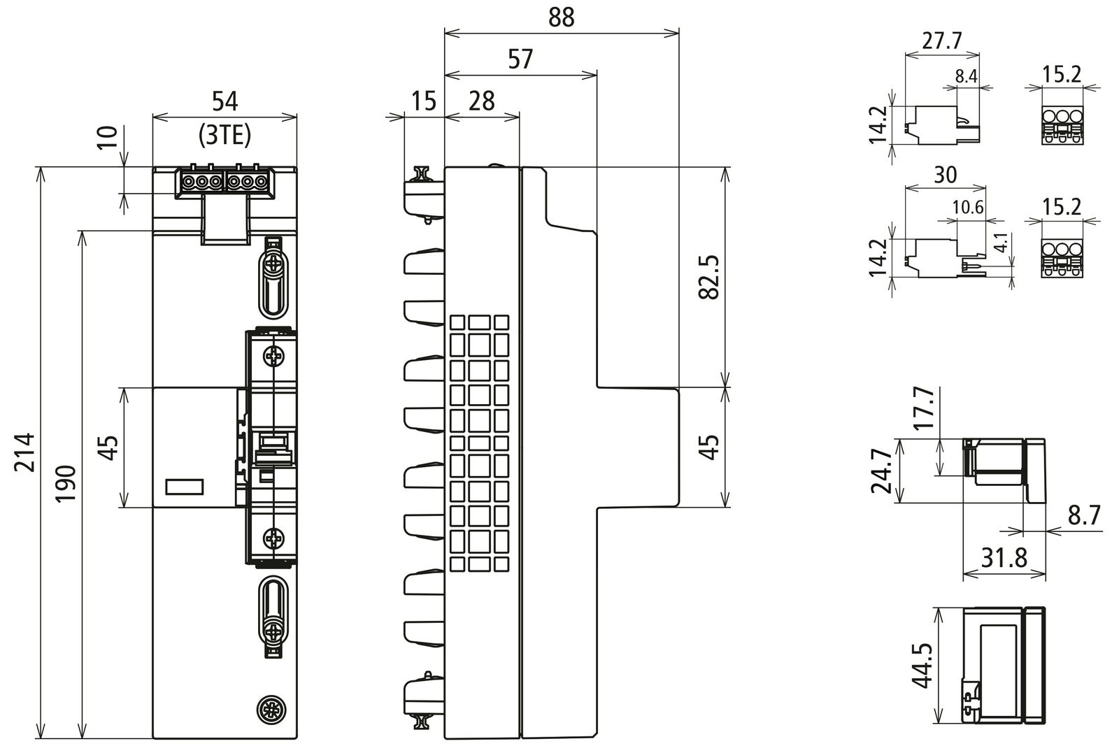 Kombi-Ableiter Sammelsch TN-S TT 230VAC 1,5kV 1TE 4p Netzform TN-S opt