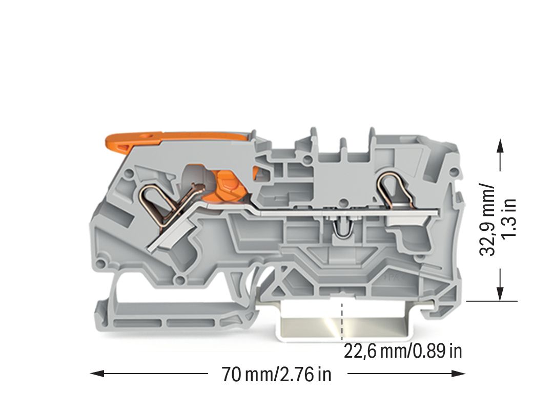 Reihenklemme 0,5-6qmm 1Etage 2kl gr 32A TS35 Hutschiene TH35