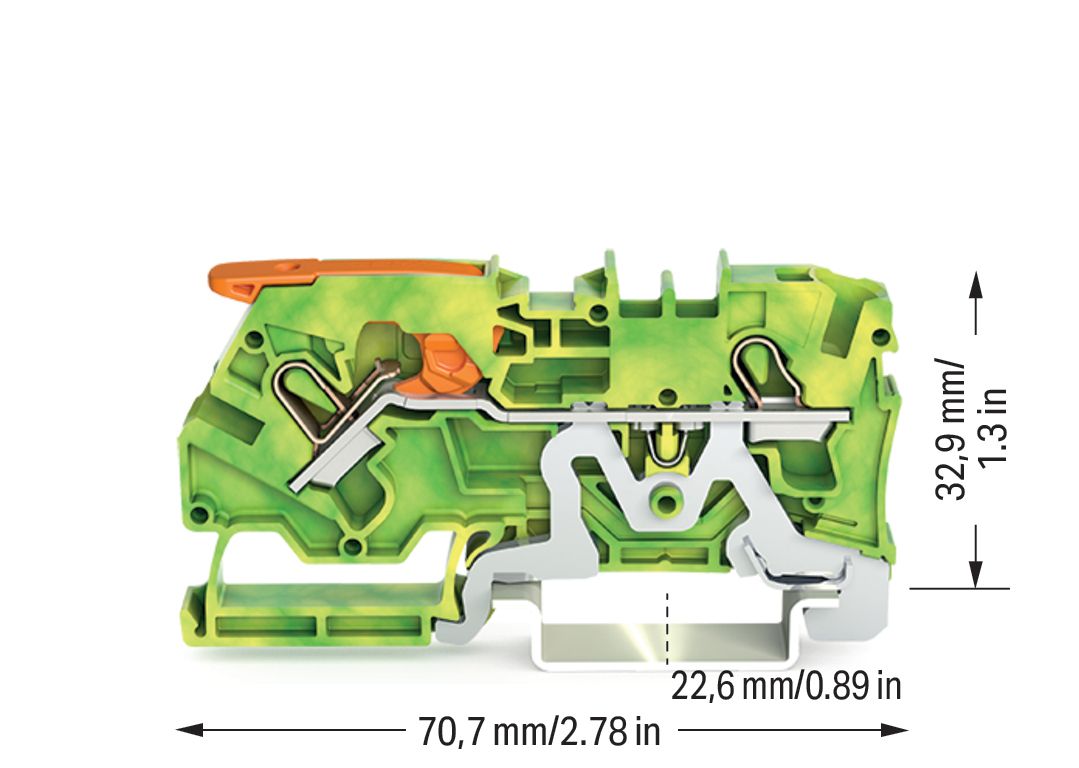 Schutzleiter-Reihenklemme 0,5-6qmm gn/ge 1Etage APL_erf. PEN-Funktion möglich