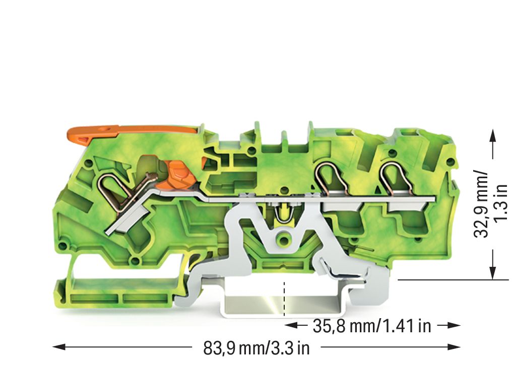 Schutzleiter-Reihenklemme 0,5-6qmm gn/ge 1Etage APL_erf. PEN-Funktion möglich