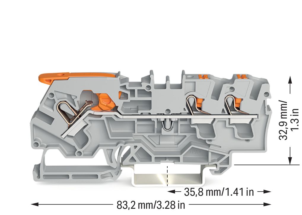 Reihenklemme 0,5-6qmm 1Etage 3kl gr 32A TS35 Hutschiene TH35