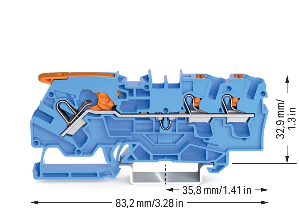 Reihenklemme 0,5-6qmm 1Etage 3kl bl 32A TS35 Hutschiene TH35