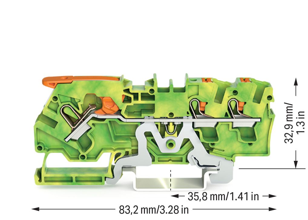 Schutzleiter-Reihenklemme 0,5-6qmm gn/ge 1Etage APL_erf. PEN-Funktion möglich