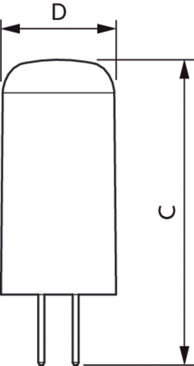 LED-Röhrenlampe GY6,35 1,8W 2700K 205lm F kl ws 300° UC Ø13x35mm 12V