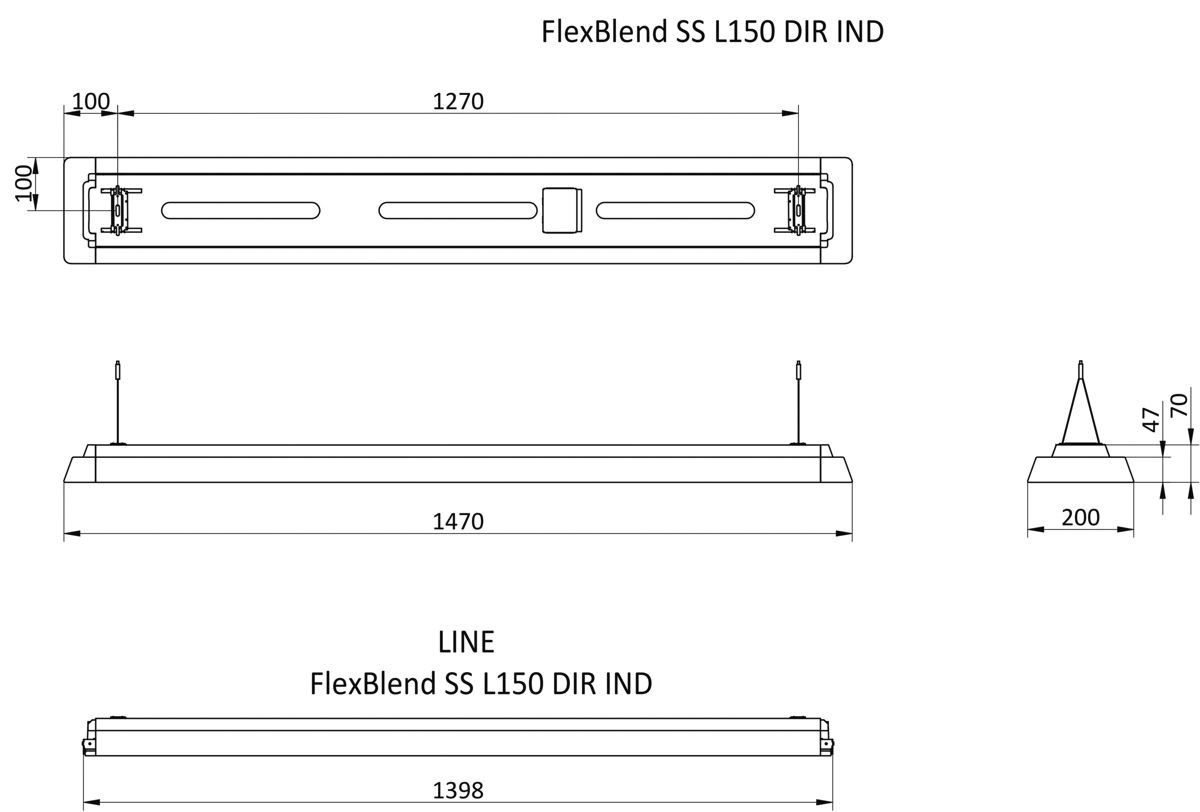 LED-Pendelleuchte 35W FlexBlend 4000K sw 4500lm 1LED LED nicht austauschbar sym