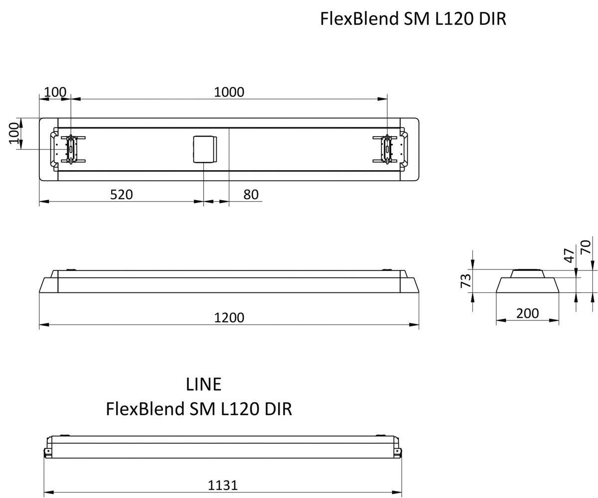 LED-Deckenanbauleuchte FlexBlend 26W si 4000K 3600lm Konv Dimmung DALI IP20