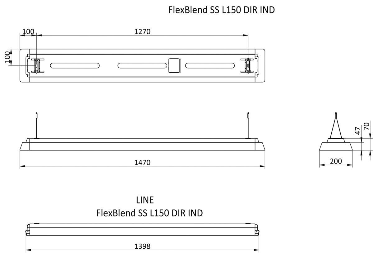 LED-Pendelleuchte 46,5W FlexBlend 4000K 6000lm 1LED LED nicht austauschbar sym