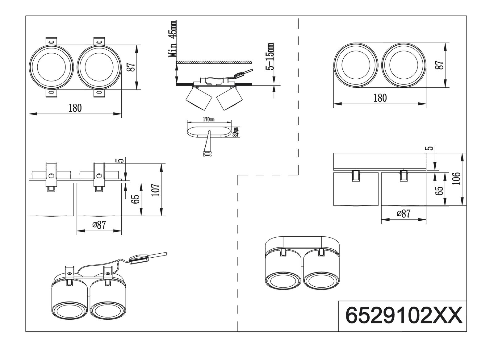 LED-Ein-/Anbauleuchte TAURUS 10W 3000K 900lm ws Konv IP20 180x87x106mm