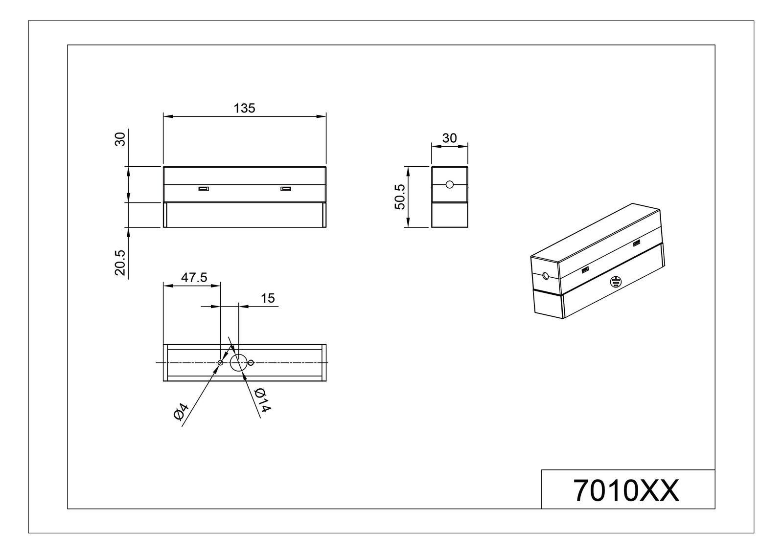 Mitteleinspeisung DUOLINE sw 135mm