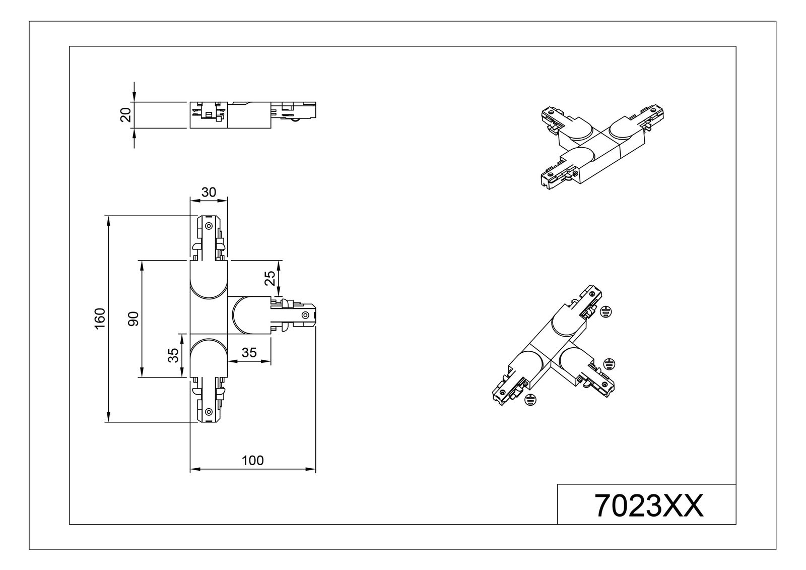 Kupplung/Verbinder T rechts ws 100mm