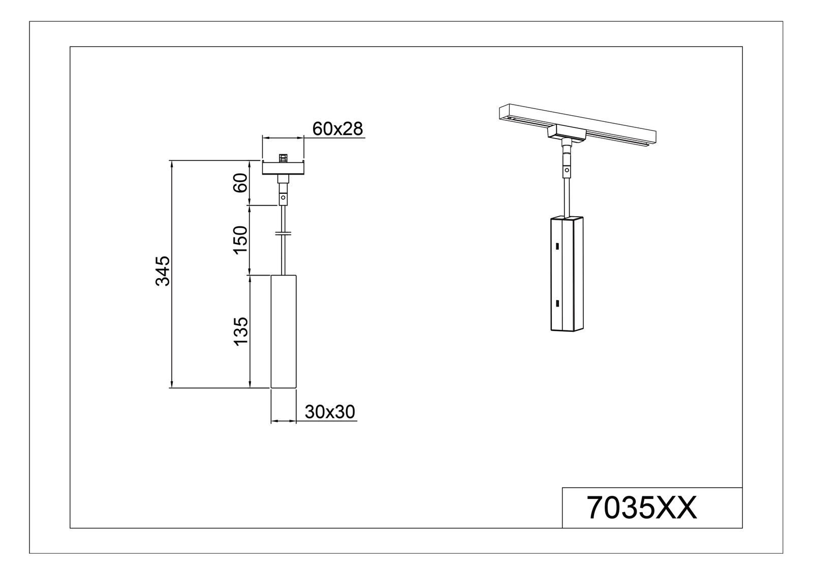 Seilabhängung ws DUOLINE Kst L60mm H30mm B340mm