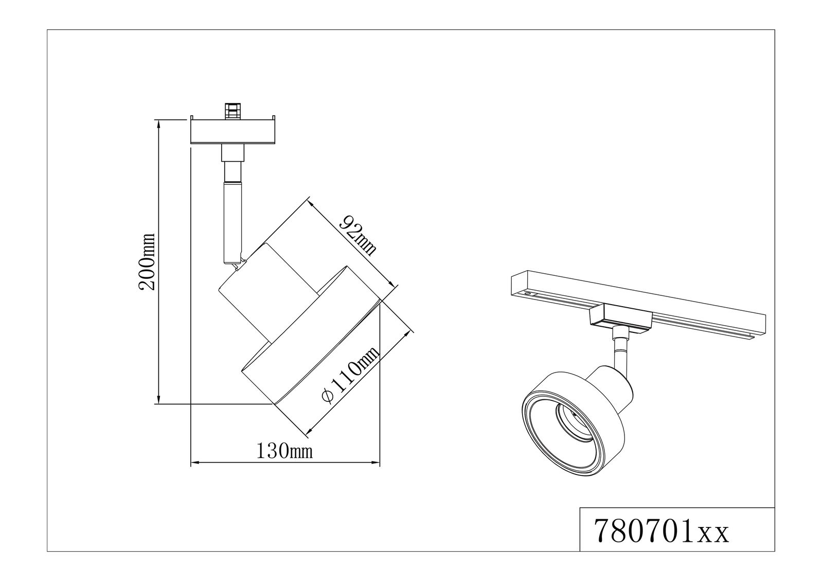 LED-Schienenstrahler 25W LEON ni mt IP20 RF:hglz 1LED ST GU10 2ph 130x200x110mm