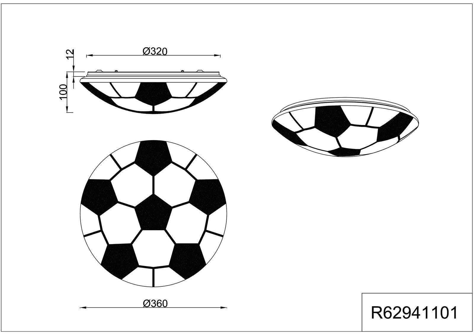 LED-Anbauleuchte KLOPPI 12W 3000K 1000lm sw/ws Konv IP20 Ø360x100mm