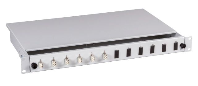 LWL-Patchpanel APC 6f LC-D 1HE OS2 m.Pigtails APC-Ausführung 19Zoll max:12f