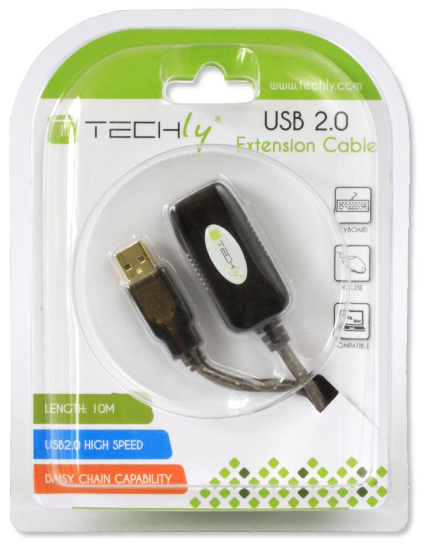 USB-Kabel 10m USB-A Buchse Stecker 4p