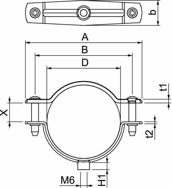 Abstandsschelle 1f Ø53mm geschl ST hfr f.Brandschutzber