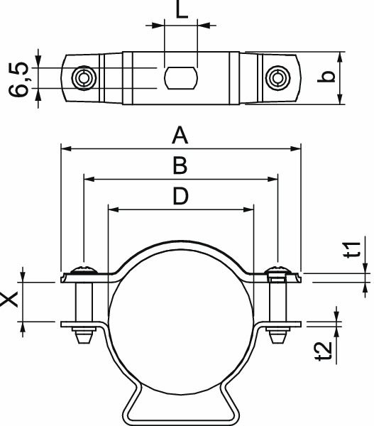 Abstandsschelle 1f Ø44mm geschl Alu hfr