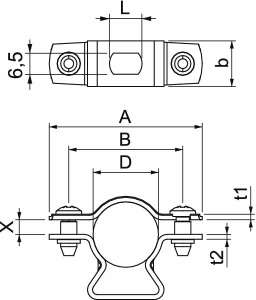 Abstandsschelle 1f Ø20mm geschl VA hfr f.Brandschutzber