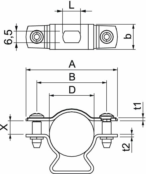 Abstandsschelle 1f Ø25mm geschl VA hfr f.Brandschutzber