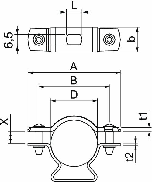 Abstandsschelle 1f Ø30mm geschl VA hfr f.Brandschutzber