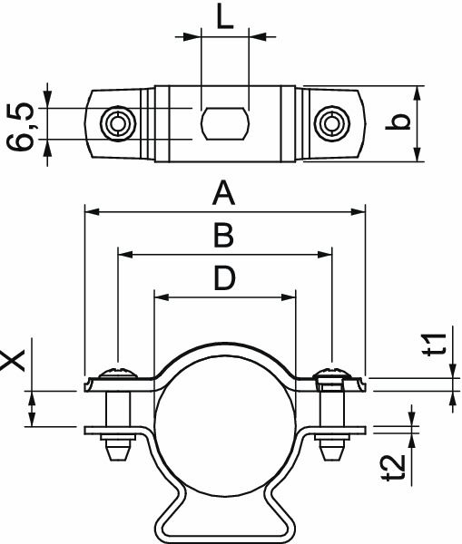 Abstandsschelle 1f Ø36mm geschl VA hfr f.Brandschutzber