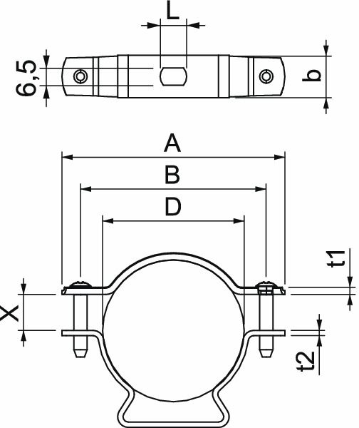 Abstandsschelle 1f Ø53mm geschl VA hfr f.Brandschutzber