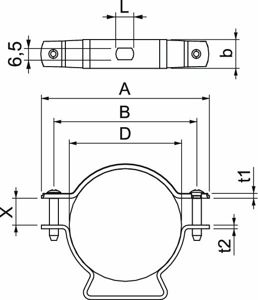 Abstandsschelle 1f Ø63mm geschl VA hfr f.Brandschutzber