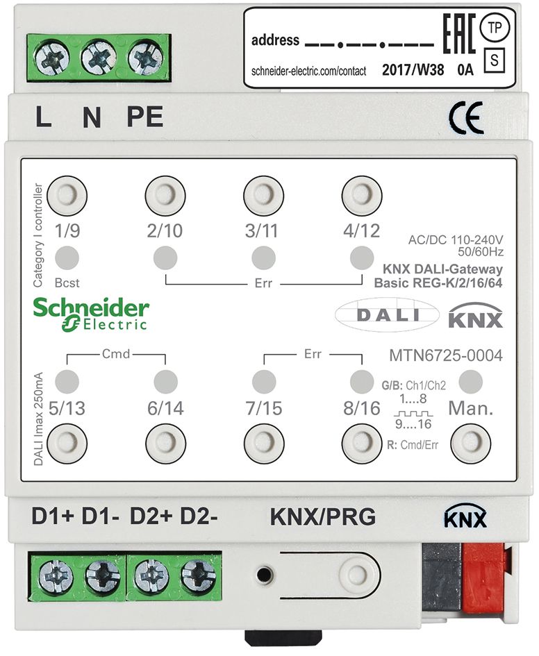 Gateway DALI KNX REG 100-230V LED 4TE m.LED-Anz IP20