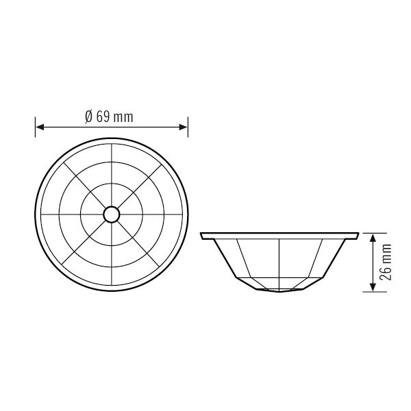 Linsenmaske 24/32m transp Ø68mm 25mm