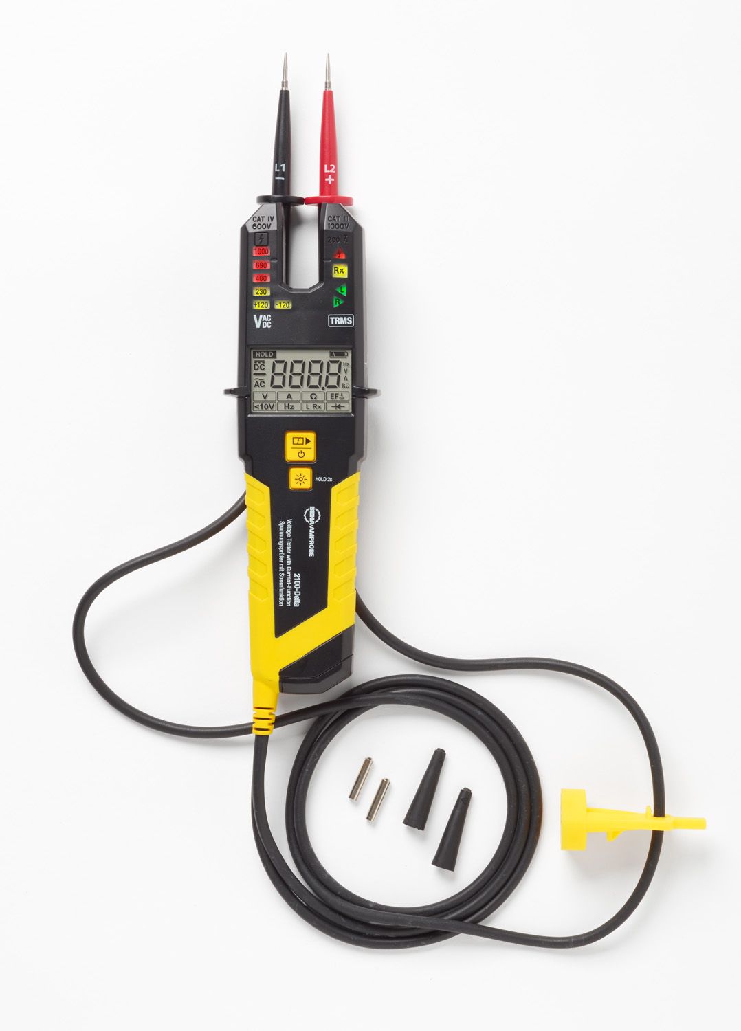 Spannungsprüfer 1p CAT.IV 0-1500V LED Drehfeldrichtungsanzeige Batt opt