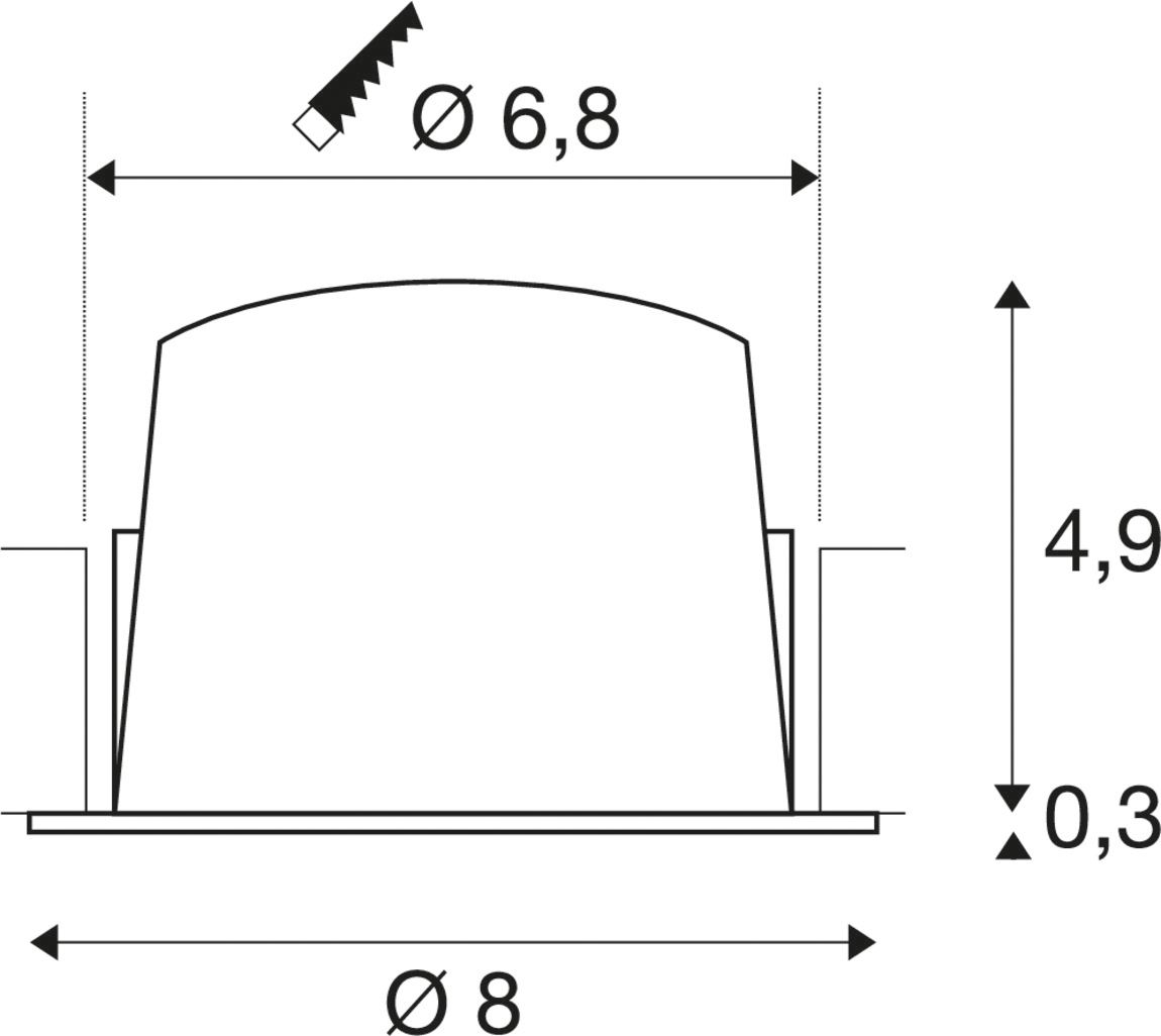 LED-Einbaustrahler 8,6W 2700K 720lm Konv sw mt 1LED Alu IP20 RF:matt Ø/EB68mm