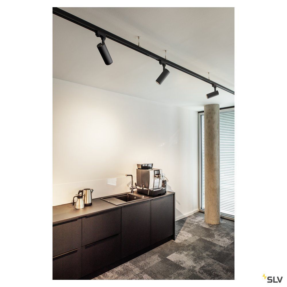 LED-Schienenstrahler 8W 3000K 1050lm Alu Konv sw mt 1LED IP20 RF:hochglänzend 3Ph