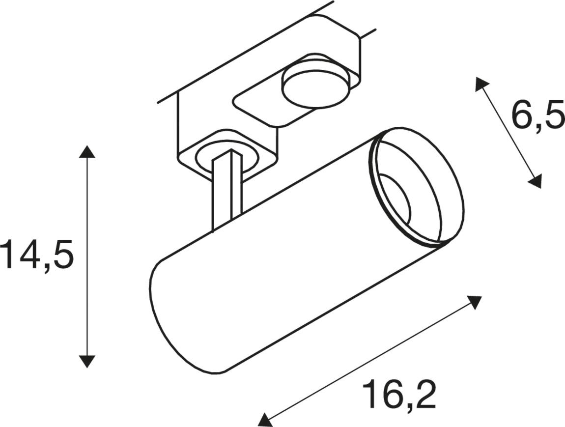 LED-Schienenstrahler 8W 3000K 1050lm Alu Konv ws mt 1LED IP20 RF:hochglänzend 3Ph