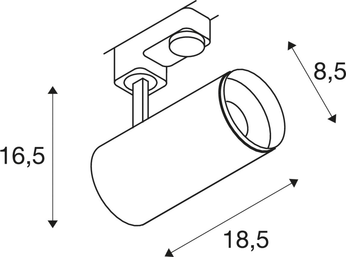 LED-Schienenstrahler 14W 2700K 1750lm Konv ws mt 1LED Alu IP20 RF:hochglänzend
