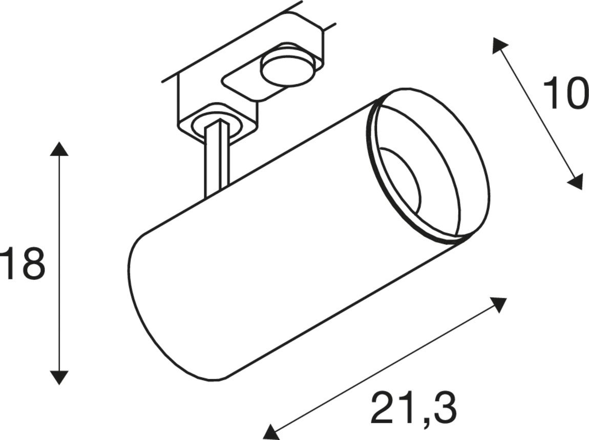LED-Schienenstrahler 20W 3000K 2400lm Konv sw mt 1LED Alu IP20 RF:hochglänzend