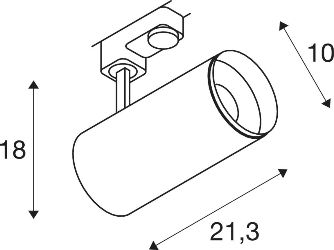 LED-Schienenstrahler 20W 3000K 2400lm Konv ws mt 1LED Alu IP20 RF:hochglänzend