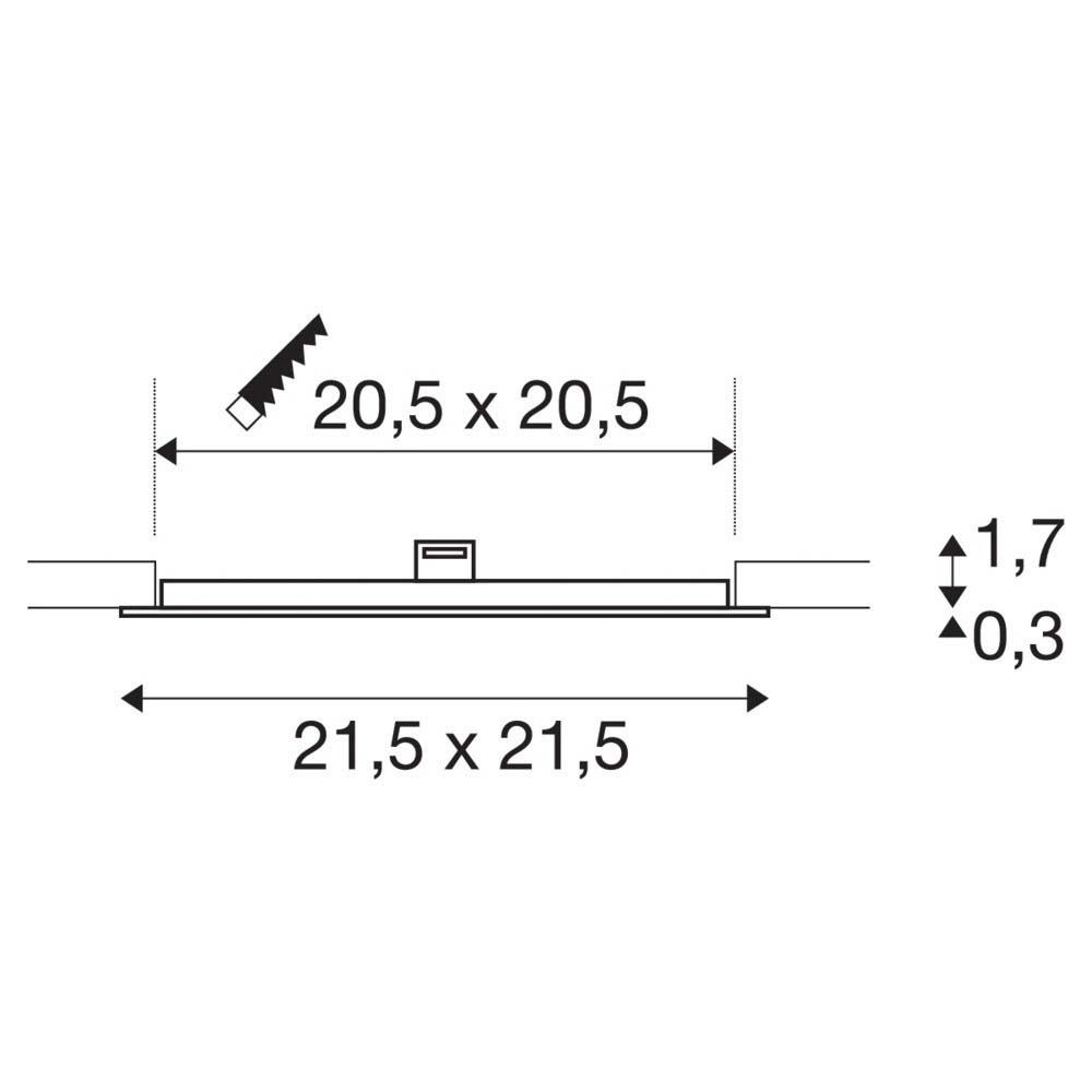 LED-Einbaustrahler 13W 4000K 1240lm Konv ws mt 1LED Alu IP20 215x215x20mm