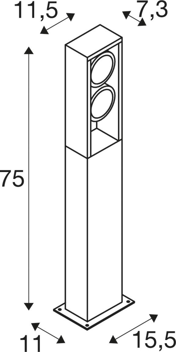 LED-Pollerleuchte 27W IP65 3000-4000K 2400lm 2LEDs anth Alu Kst_tr