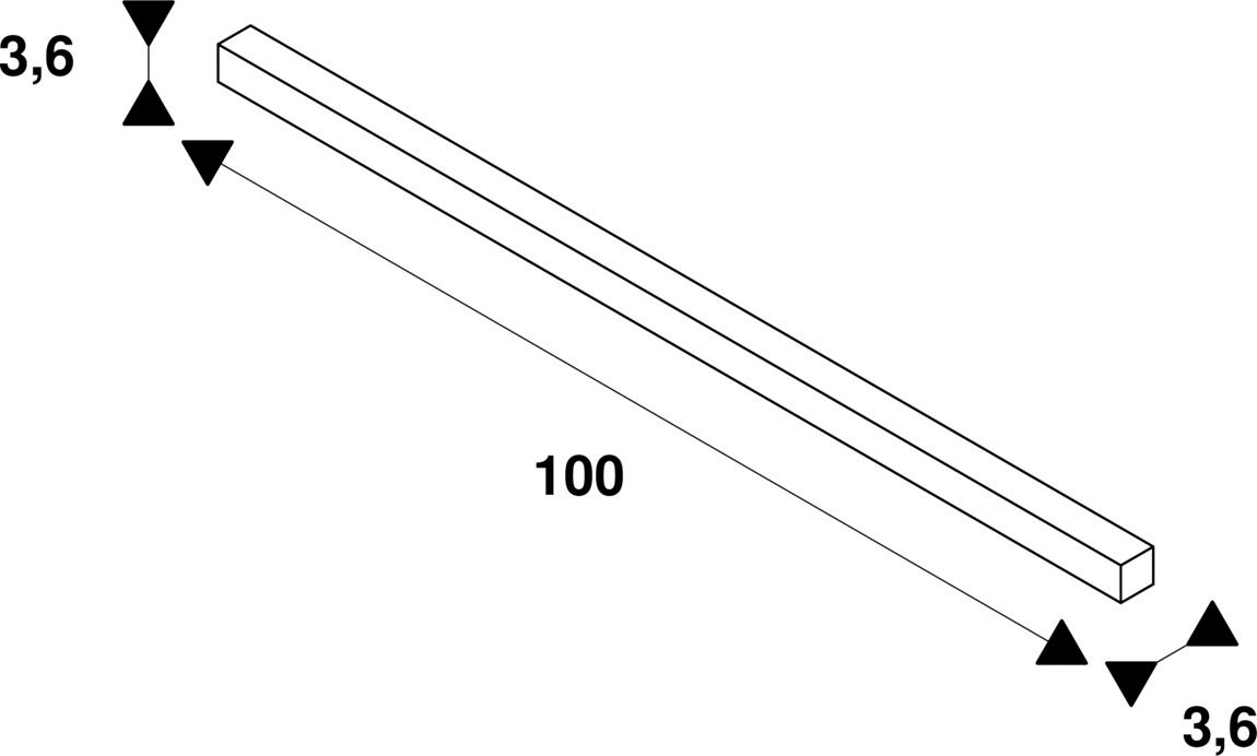 Stromschiene 3ph 1000mm ws 220-250V Alu 36x36mm rechteck