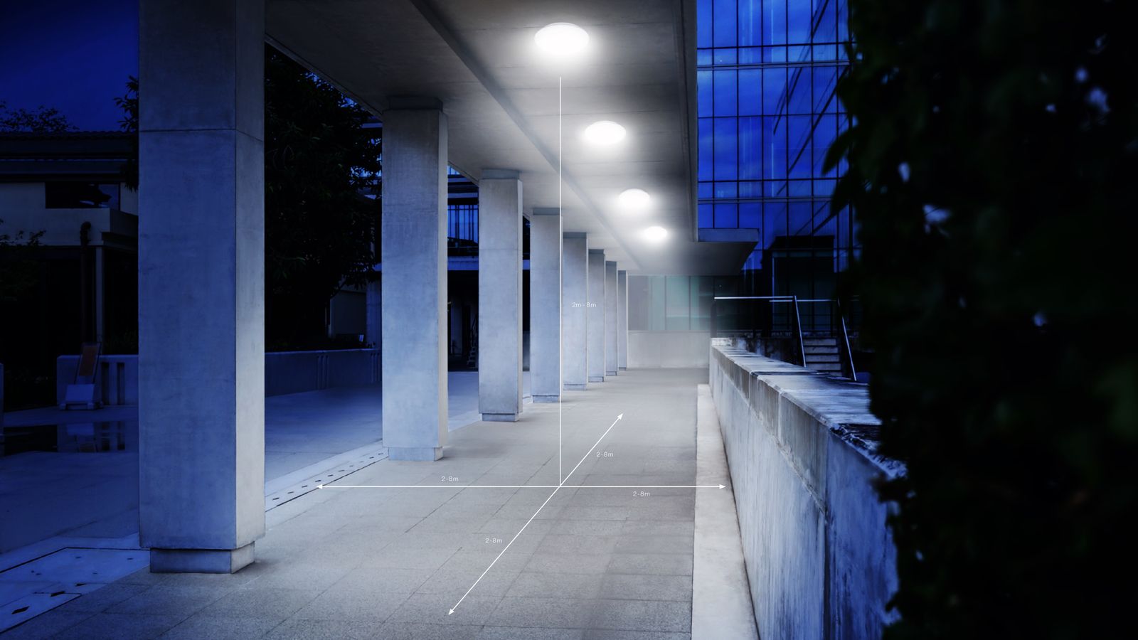 LED-Sensorleuchte 14W 3000K 1430lm ws Konv IP54 BWM Ø310x69mm