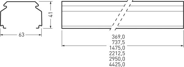 Tragschiene Lichtband 7x2,5qmm IP20 si f.Kabelrinne Mit Kabelrinne L=368,8mm