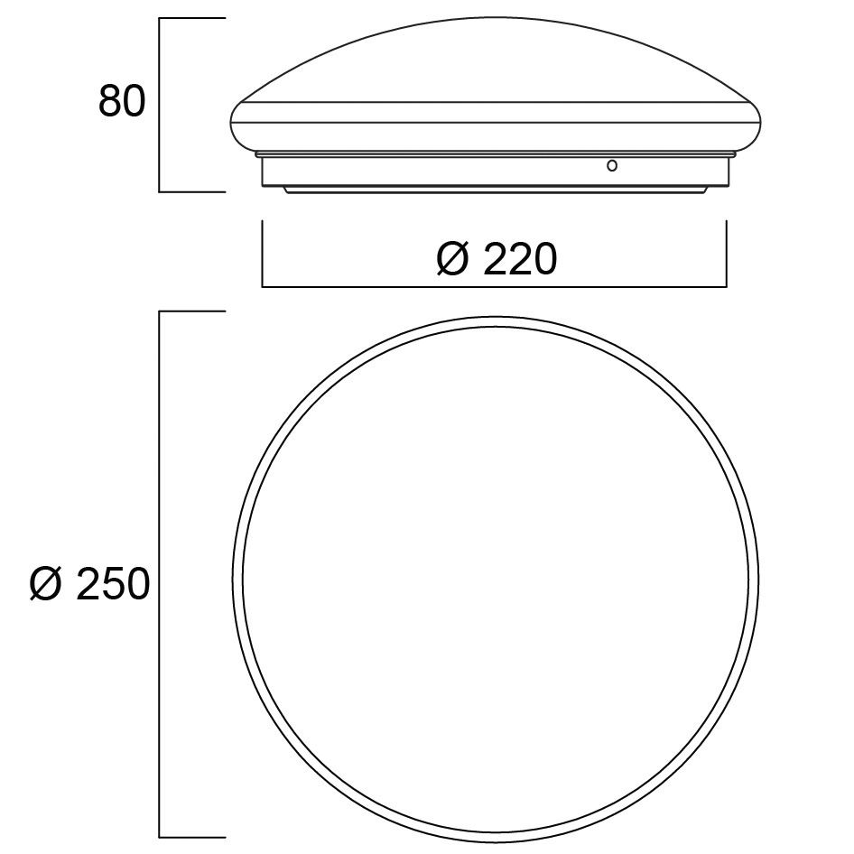 LED-Kunststoffleuchte START 12W 1025lm 3000-4000K ws Konv IP44 Ø250x80mm